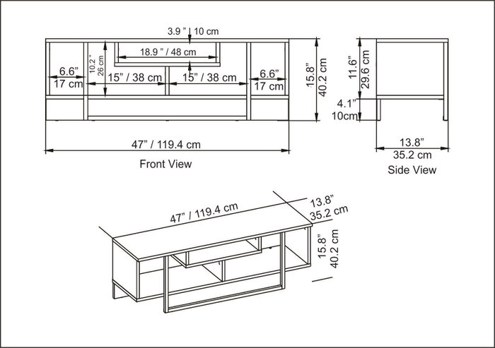 Hanah Home Asal 120 Soporte para TV Dorado y Blanco